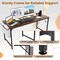 Costway Set of 2/4/6 Meeting Room Desk with Charging Station & Headphone Hook Metal Frame Brown